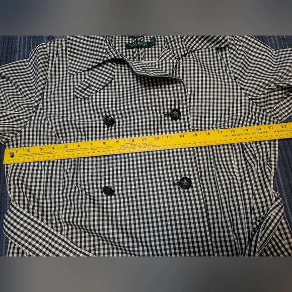 Lauren Ralph Lauren Gingham Double Breasted Trench Coat Plus Size 14W - Picture 4 of 8